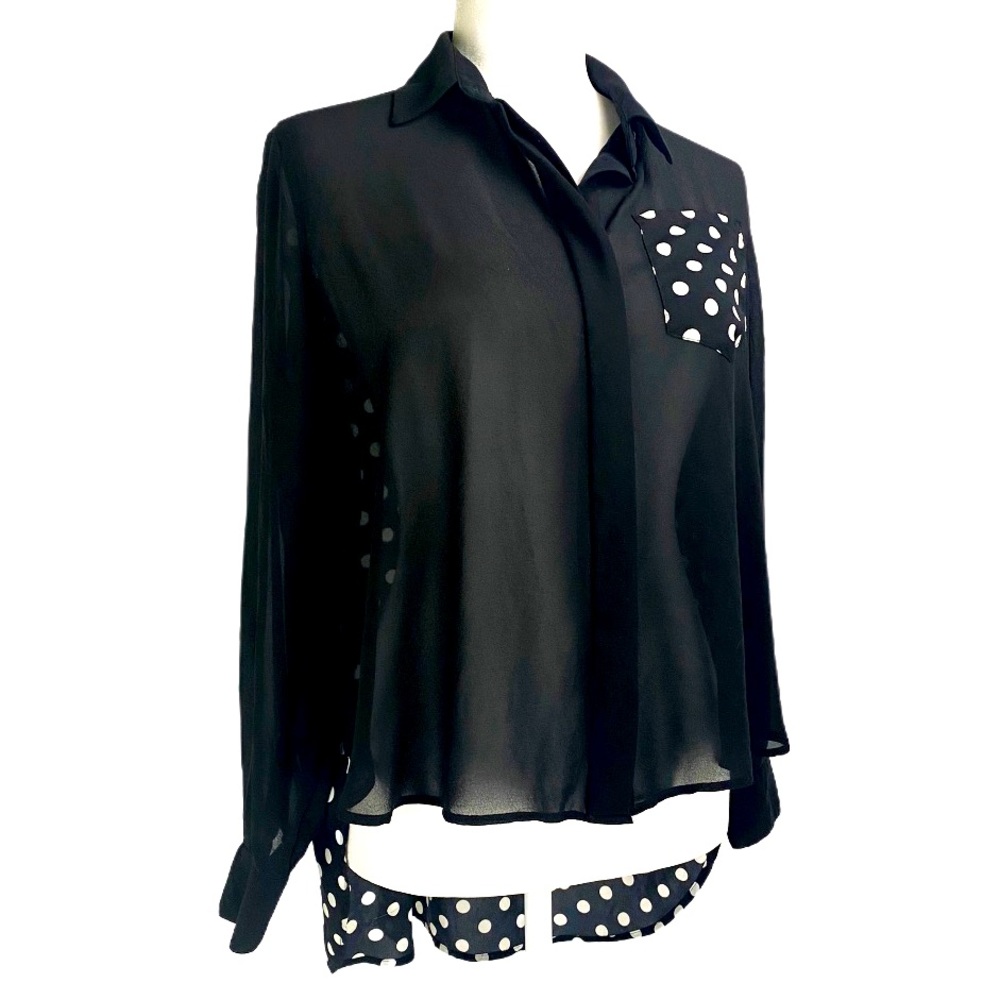 MINKPINK | High-Low Polka Dot Button Down | XS